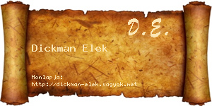Dickman Elek névjegykártya